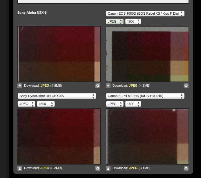 Winner is the XS 1000, as you can see the difference in the dark colors!