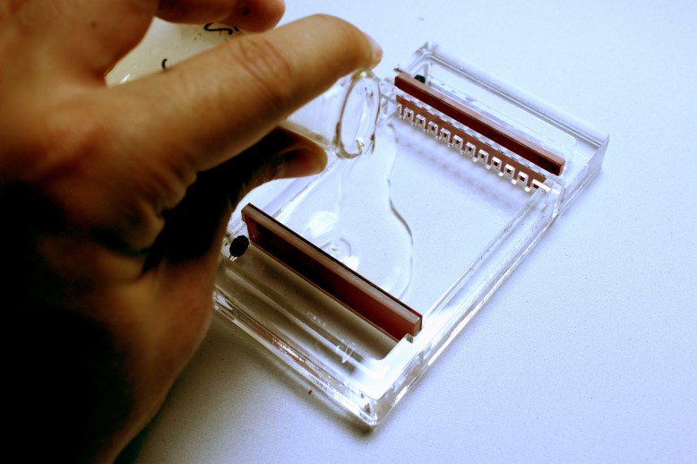 Pouring the gel, 1% Agarose in 1X TBE with gelgreen 5ul/ml